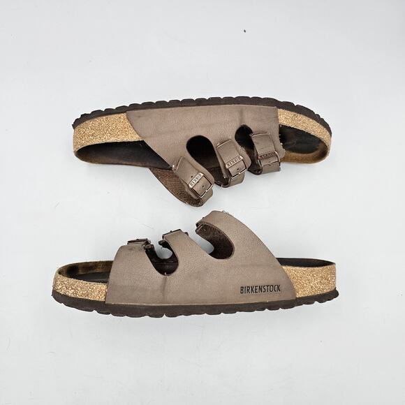 Birkenstock Womens size 41 EU 10 US Florida Brown Leather 3 Strap Slides Sandals - Picture 7 of 8
